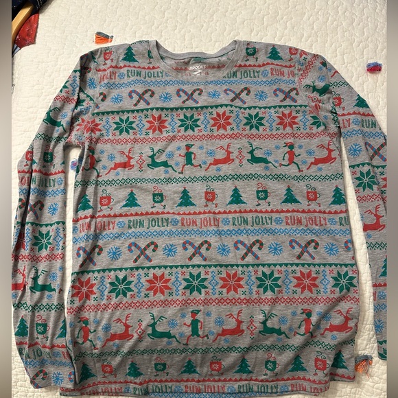 Brooks Festive Multicolor Long Sleeve Tee - Picture 1 of 4